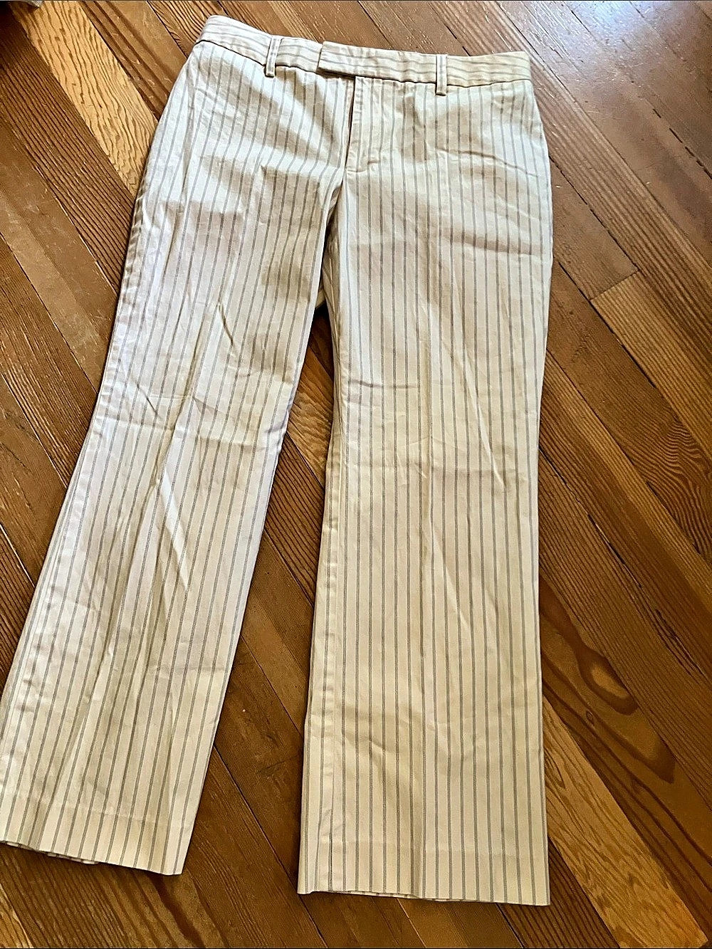 Banana Republic Harrison Fit Pinstripe Pants Cream Size 12